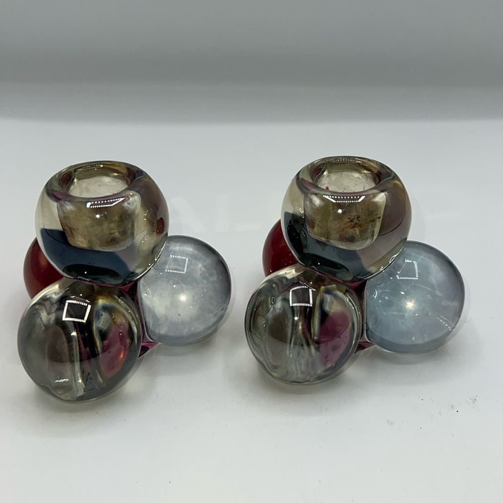 MCM WESTMORELAND Glass Ball Taper Candle Holders